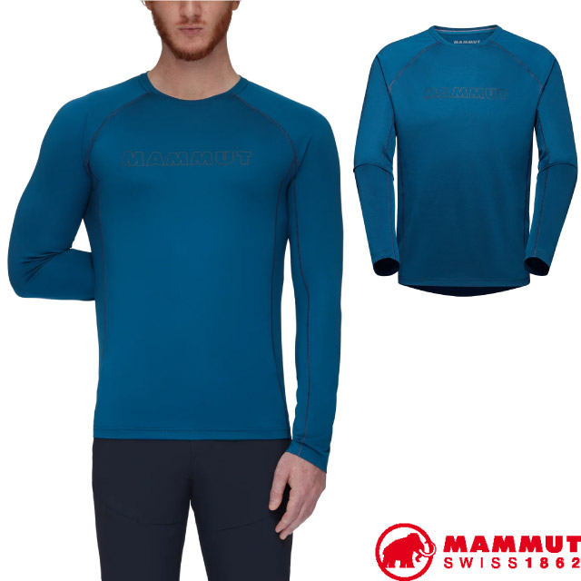 【瑞士 MAMMUT 长毛象】男 Selun FL 快乾弹力长袖圆领运动T恤/1016-01440-50550 深冰蓝✿30E010